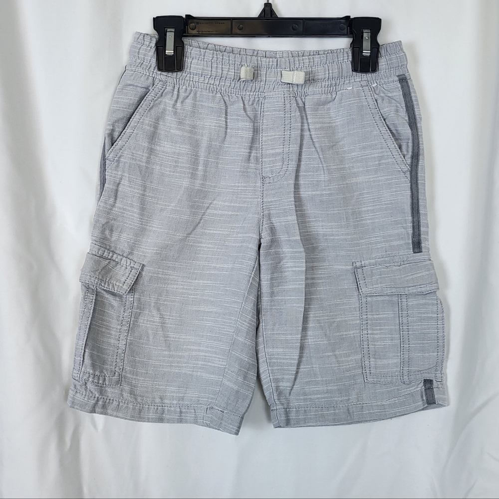 Gymboree Boys 2018 Heathered Light Gray Elastic Waist Chambray Cargo Shorts Sz 8